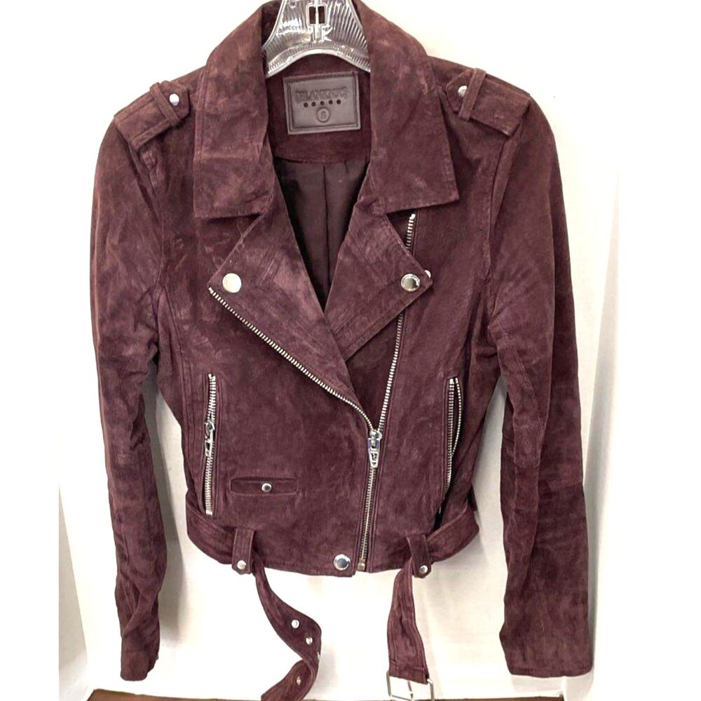 BLANKNYC Morning Suede Moto Jacket Burgundy Plum Small
